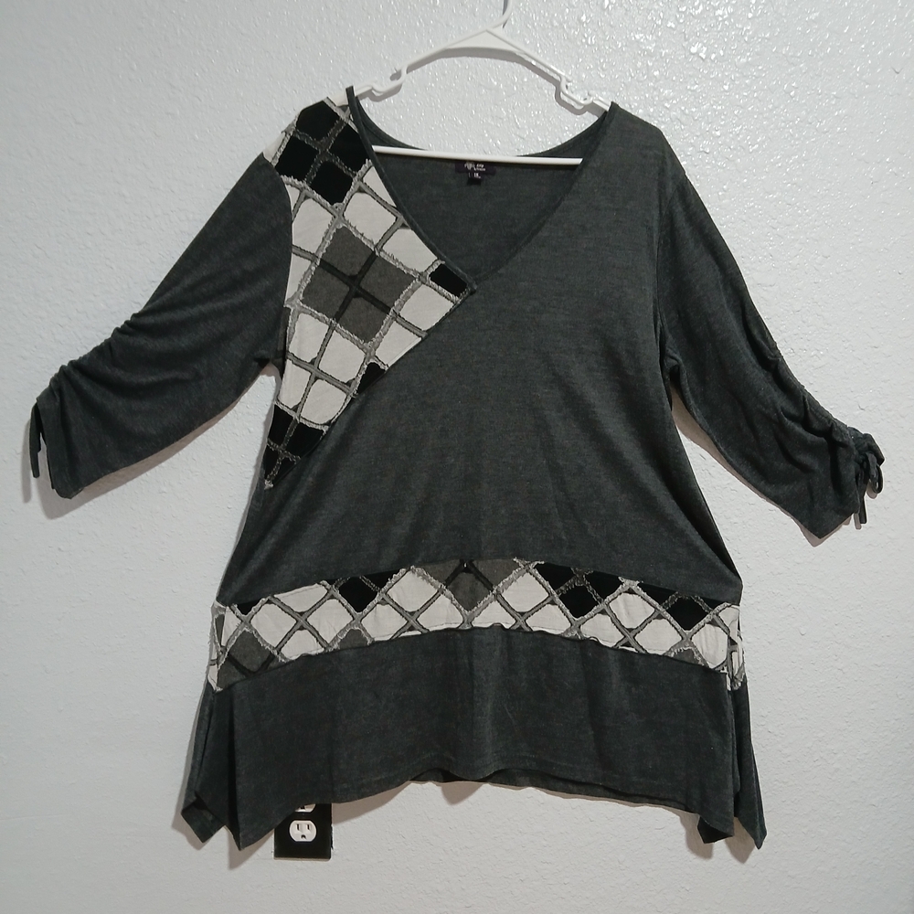Elegant Women's Charcoal and Black Tunic